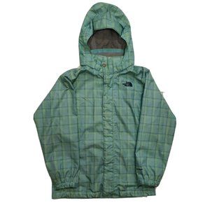 The North Face Youth Girls Hyvent Hoodie Jacket Zip Size Large 14/16 Plaid Green